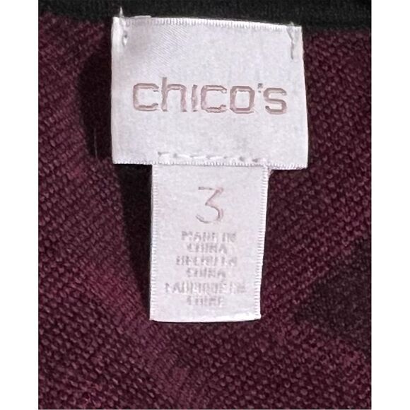 Chico's Women's Cardigan Sweater Size  (XL) Black & Red Knit Long Sleeve - Picture 5 of 7